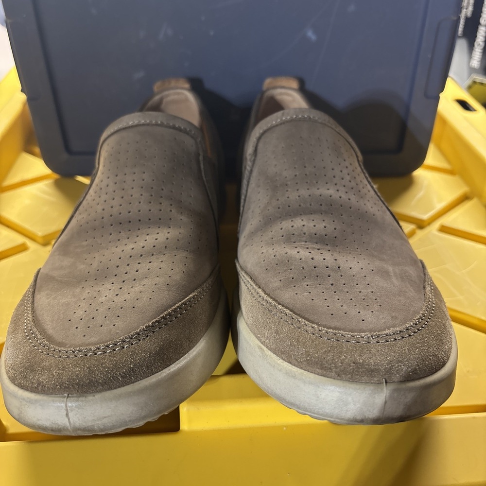 Echo Taupe Suede Perforated Slip-On Loafers